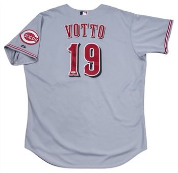 2012 Joey Votto Game Used, Signed & Inscribed Cincinnati Reds Road Jersey (PSA/DNA)
